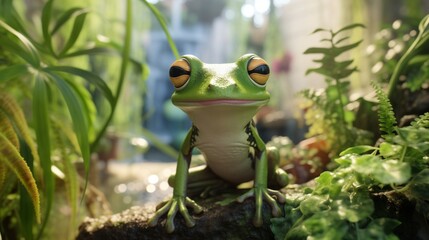 Frog in plants - obrazy, fototapety, plakaty