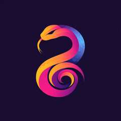 A clean and simple representation of a coiled snake in a vibrant vector logo, expressing power and untamed spirit in a minimalistic design.