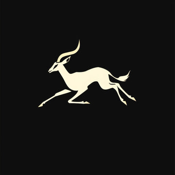 A minimalistic representation of a leaping gazelle in a sleek vector logo, expressing the essence of power and free spirit with minimalist elegance.