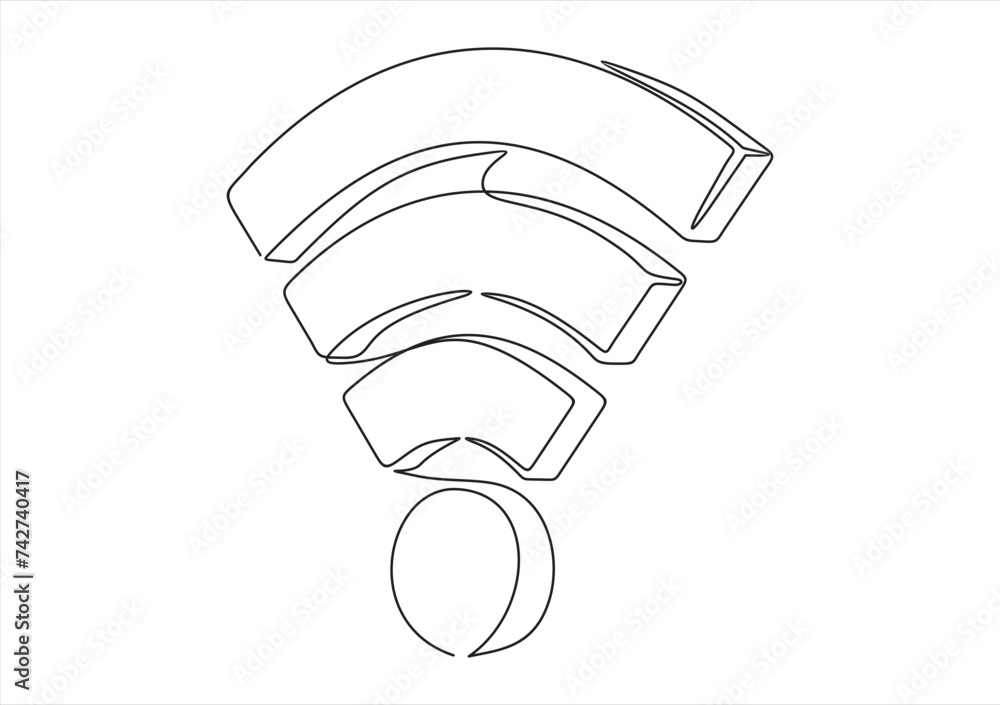 Aufkleber continuous linear drawing of wi-fi signal icon. one line drawing background. vector illustration. li