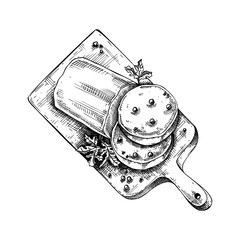 Foie Gras vintage drawing. European food sketch. French restaurant menu. France design. Hand-drawn food illustration, NOT AI generated - obrazy, fototapety, plakaty