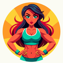 Beautiful Girl Fitness body gym illustration 