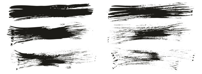 Hand Drawn Flat Fan Brush Thin Long Background High Detail Abstract Vector Background Set 