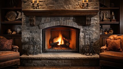 cozy fireplace granite