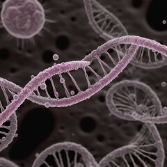 3d rendered illustration of pink DNA under scanning electron microscope