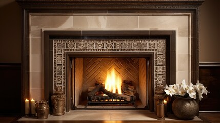 traditional tile fireplace