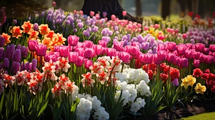 Foto auf Acrylglas iris spring flower border © PikePicture