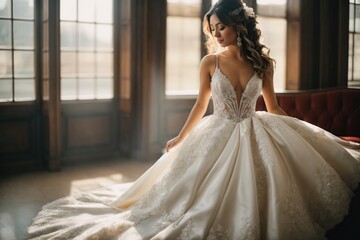 Fototapeta premium woman using a wedding dress