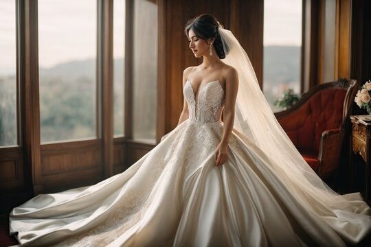 woman using a wedding dress