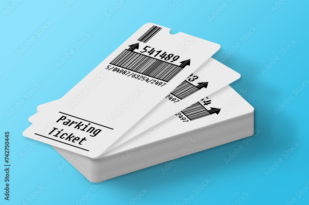 Poster ticket for parking area concept image - bar code and code numbers are completely made up