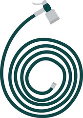 Rolled water hose for gardening isolated in white background