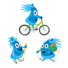 Plug cartoon while cycling, walking and running