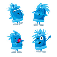 Plug child figure that giggles, is angry, smells a flower and winks
