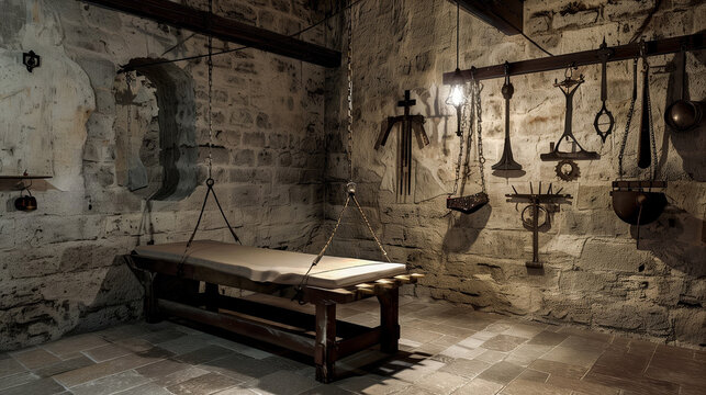 Torture room of the medieval Inquisition period Generative AI Illustration