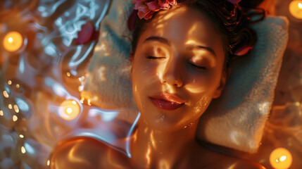 A woman relaxing while enjoying the services of a spa