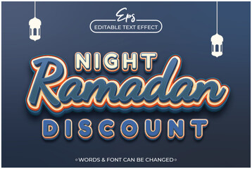 Obraz premium Night ramadan discount editable text effect template
