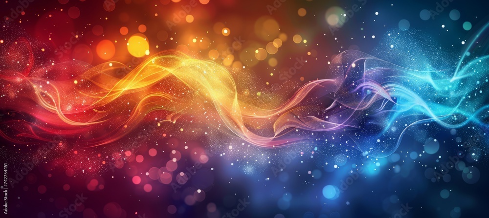 Poster abstract colorful glowing wave element. generative ai technology.