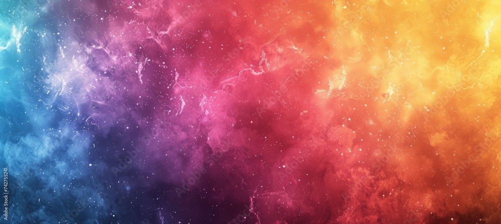 Poster rainbow color nebula clouds space. generative ai technology.
