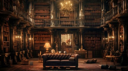 vintage old library