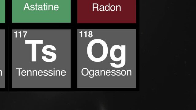 118 zoom on Oganesson element on periodic table