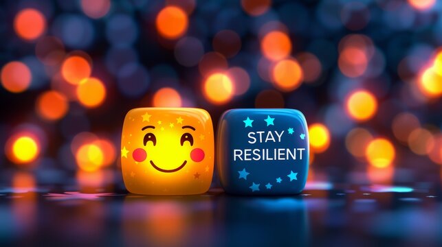 Motivational  stay resilient  text on blurred background, success and motivation concept