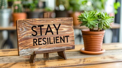 Resilient motivation quote  stay resilient  on abstract blurred background, success concept