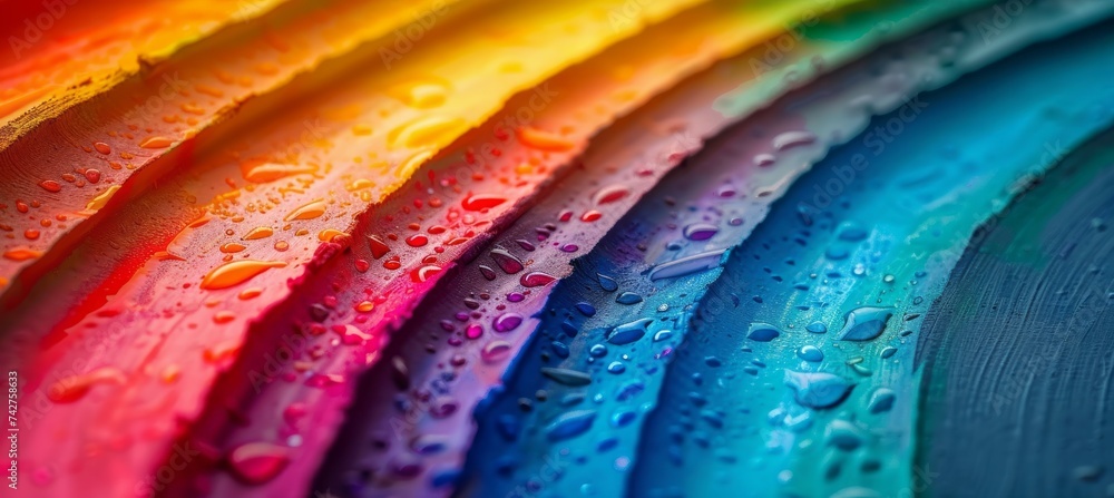 Poster wave line texture with rainbow color background. generative ai technology.