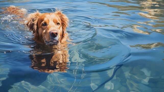 lake dog swimming