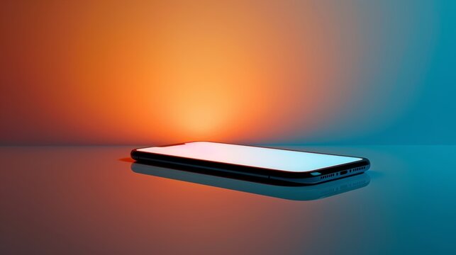 Modern smartphone with a blank white screen, modern light background This type of image is commonly used for mockups to display apps, websites, or other mobile interface designs.