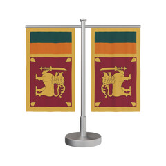 Table Stand with flags Sri Lanka 3d illustration