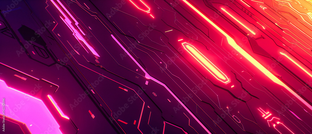 Poster futuristic neon flow: bright lines and dynamic shapes in a modern abstract design