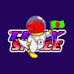 t-rex astronaut mascot free vector