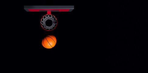 Basketball hoop on black background. 3D illustration