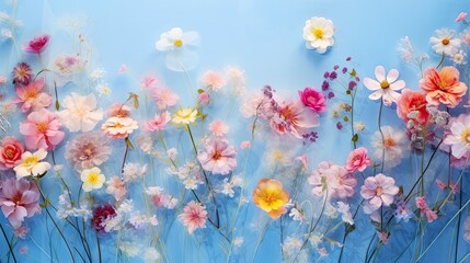 serene blue background with flowers