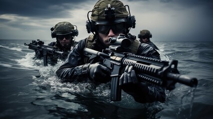 warfare seal navy - obrazy, fototapety, plakaty