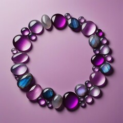 Obraz premium Elegant and Beautiful Translucent Stone Circle Frame on Pale Magenta Background