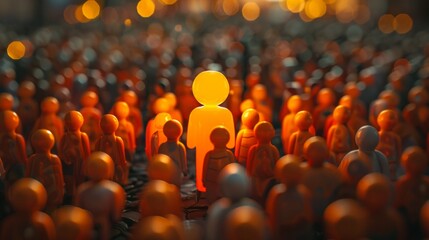 A Lone Luminous Presence Commands Attention Amongst the Crowd