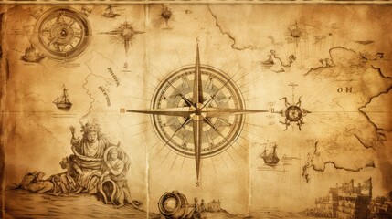 Fototapeta na wymiar sword pirate map elements