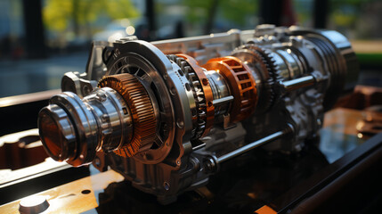 Isolated Electric Motor Equipment: Industrial Steel Technology in White Object Closeup Powerful Car Machine Tool for Fishing Industry and Water Drill Process, generative AI