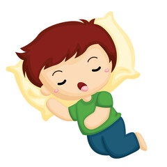 Cute Kids Doing Healthy Lifetyle Sleeping Activity Cartoon Illustration vector Clipart Sticker Decoration