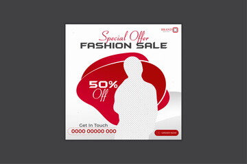 Minimal social media fashion sale post banner design template.