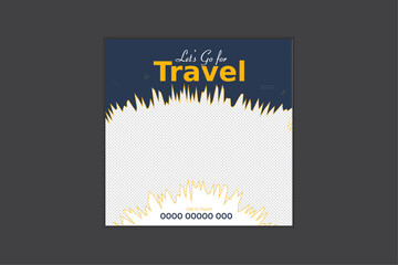 Travel agency social media post design template for business.