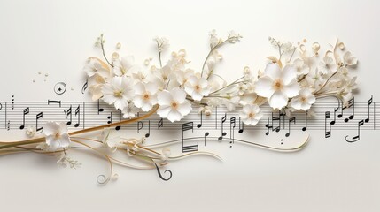 composition music notes with flowers