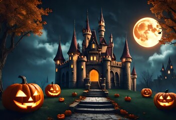 Halloween background with castle