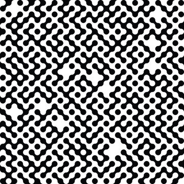 Seamless black and white metaball conection, abstract background, connected dots, vector design	
