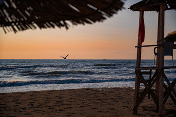 Spille beach during sunset in Albania 