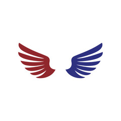 Eagle Wing Logo Vector Simple flat design red and blue