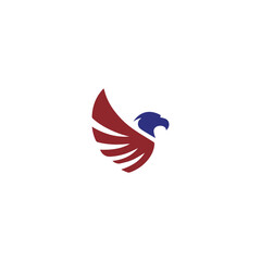 Eagle Wing Logo Vector Simple flat design red and blue