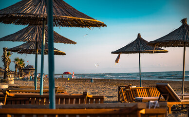 Spille beach during sunset in Albania 