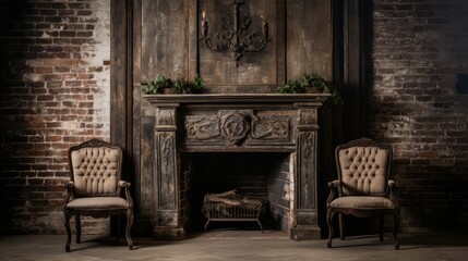 Fototapeta na wymiar antique vintage fireplace